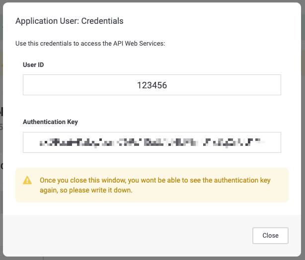 Application user credentials